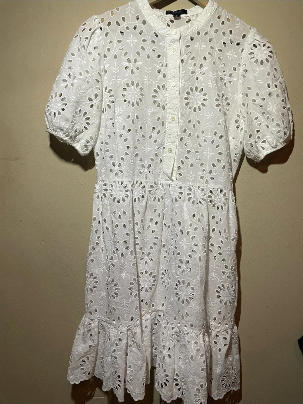 J. Crew White Eyelet Button-Front Dress - Picture 1 of 4